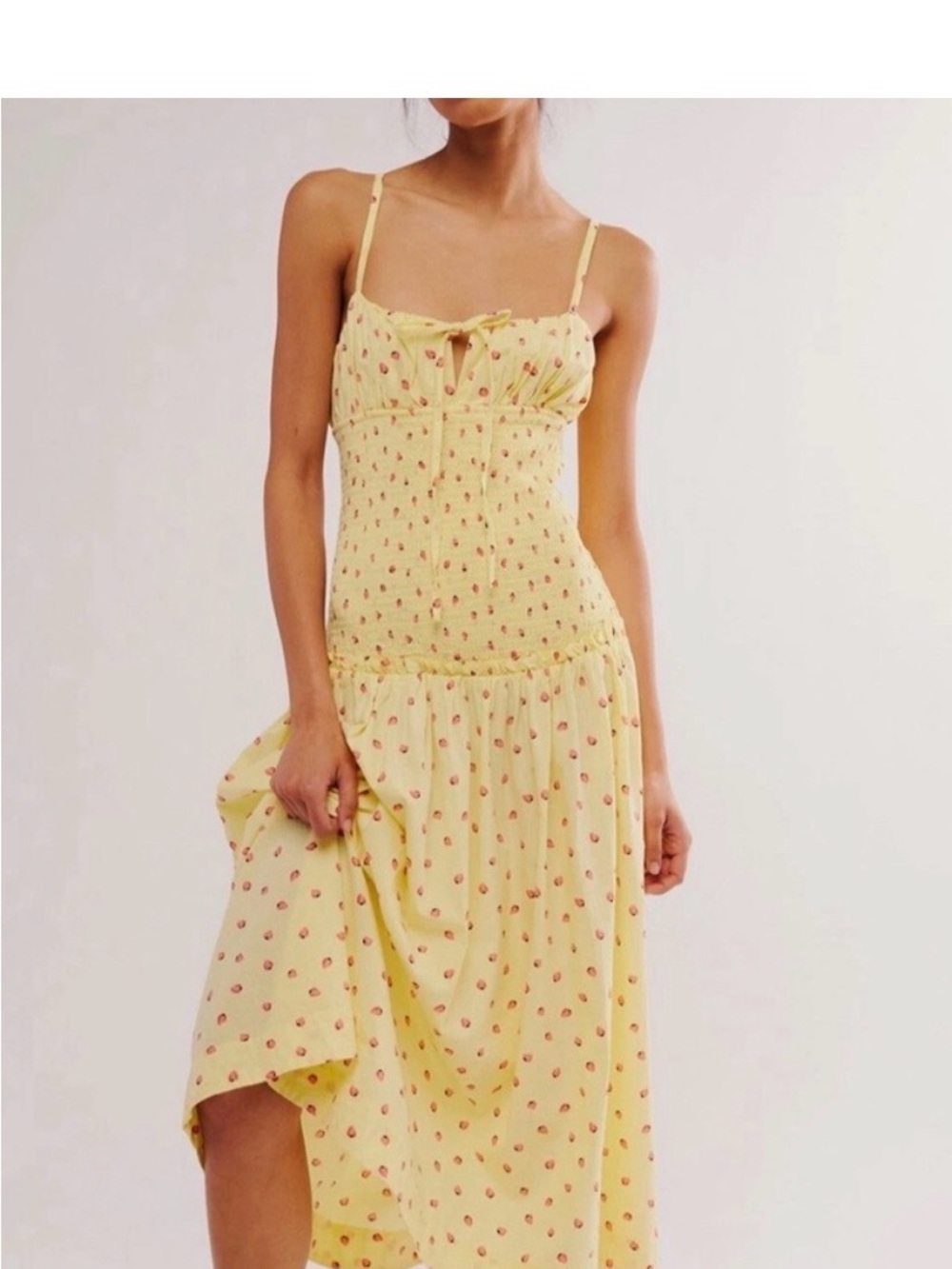 Free People Yellow Floral Midi Dress